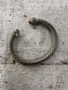 Vintage 1980s Yurmanesque Renaissance Cable Simulated Topaz Bracelet
